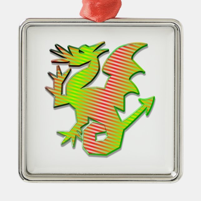 Stylized Dragon Metal Ornament (Front)