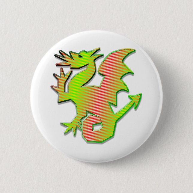 Stylized Dragon Pinback Button (Front)
