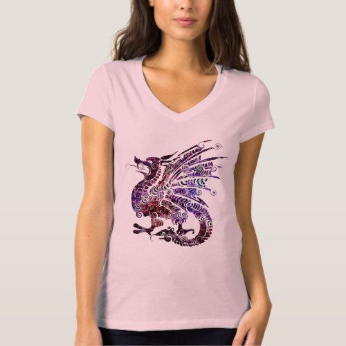 Stylized Dragon Pink and Purple Tye Dye Universe T_Shirt