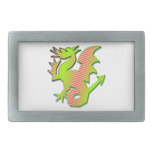 Stylized Dragon Rectangular Belt Buckle