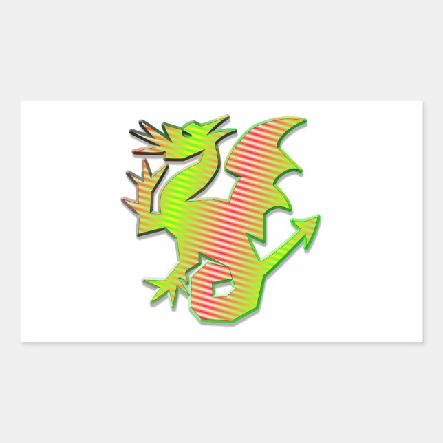 Stylized Dragon Rectangular Sticker (Front)