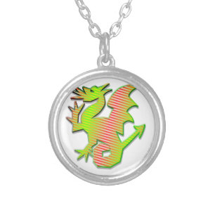 Stylized Dragon Silver Plated Necklace