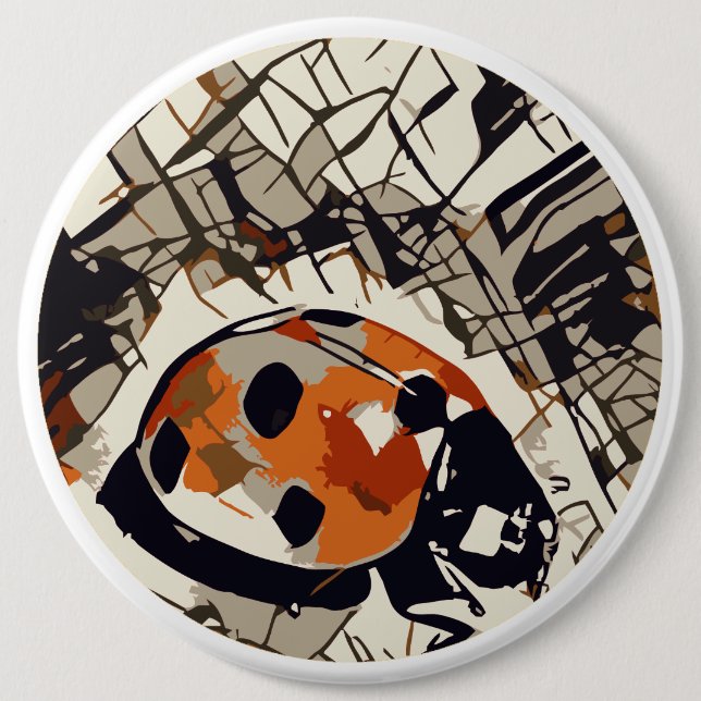 Stylized drawing of a Red Ladybug Pinback Button (Front)