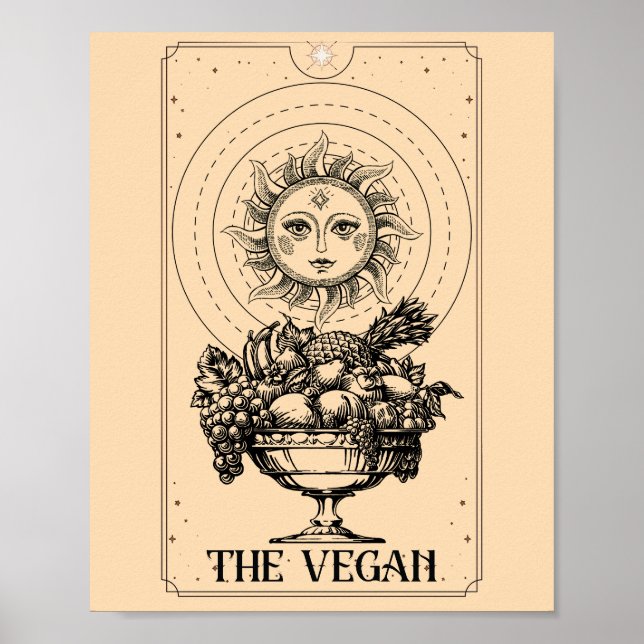 Stylized engraved sun plentiful fruits The Vegan  Poster (Front)
