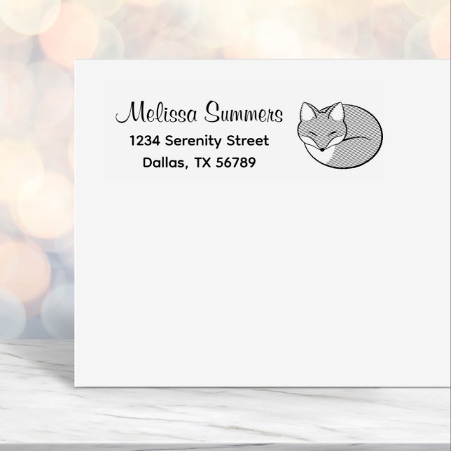 Stylized Etched Sleeping Fox Address Self-inking Stamp (Creator Uploaded)