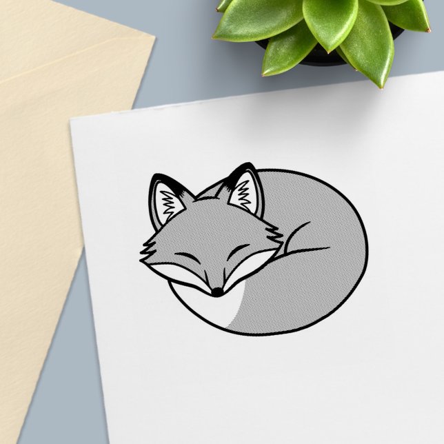 Stylized Etched Sleeping Fox Self-inking Stamp (Creator Uploaded)