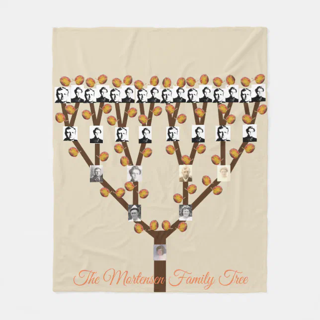 Stylized Fall Leaf Photo Family Tree Fleece Blanket Zazzle