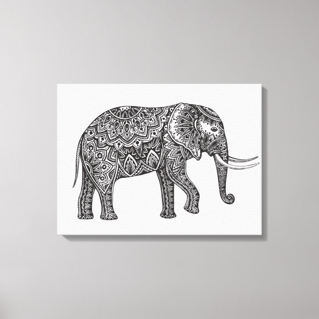 Stylized Fantasy Elephant Doodle 6 Canvas Print (Front)