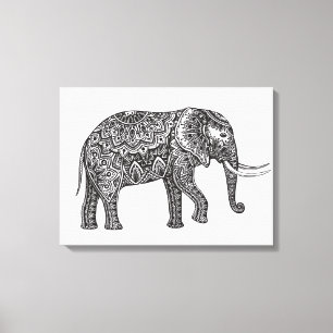 Stylized Fantasy Elephant Doodle 6 Canvas Print