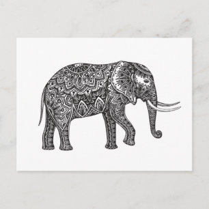 Stylized Fantasy Elephant Doodle Postcard