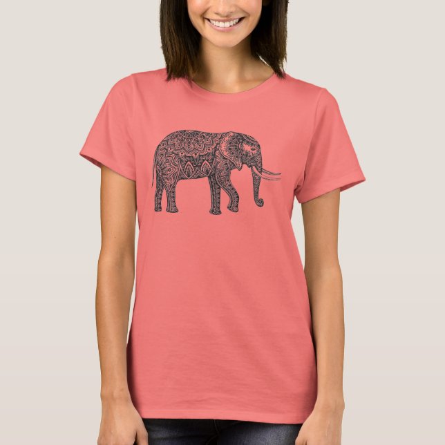Stylized Fantasy Elephant Doodle T-Shirt (Front)