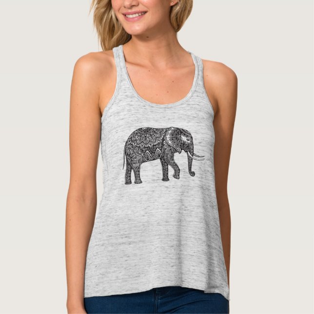 Stylized Fantasy Elephant Doodle Tank Top (Front)