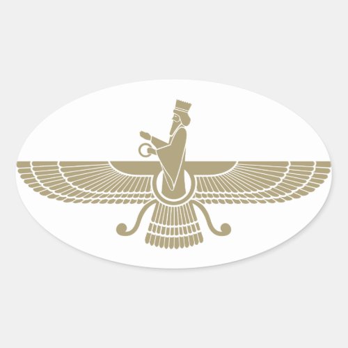 Stylized Faravahar Oval Sticker