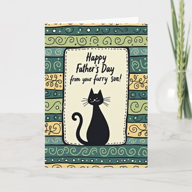 Stylized Fathers Day Kitten Card (Front)