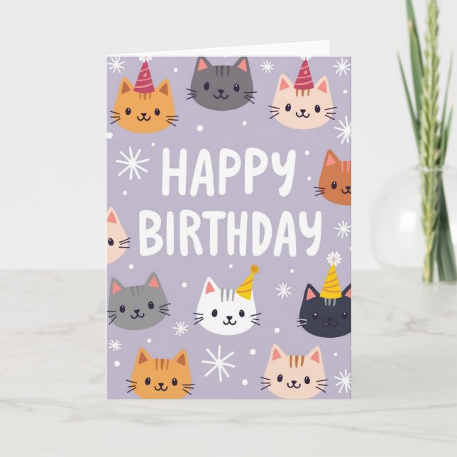 Stylized Feline Birthday Card (Front)