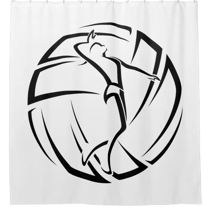Stylized Female Volleyball Player With, Volleyball Shower Curtain
