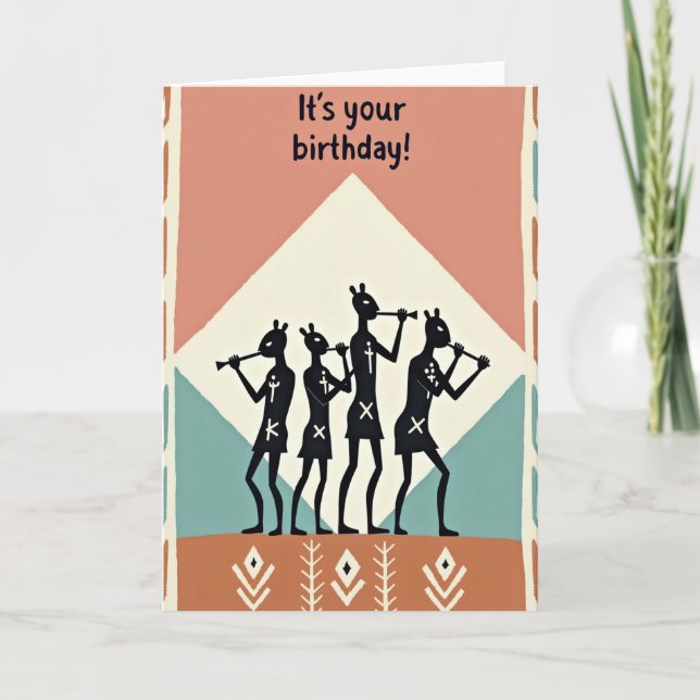 Stylized Figures Birthday Card (Front)