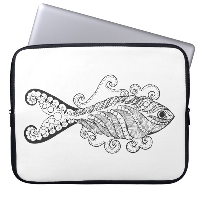 Stylized Fish Laptop Sleeve (Front)