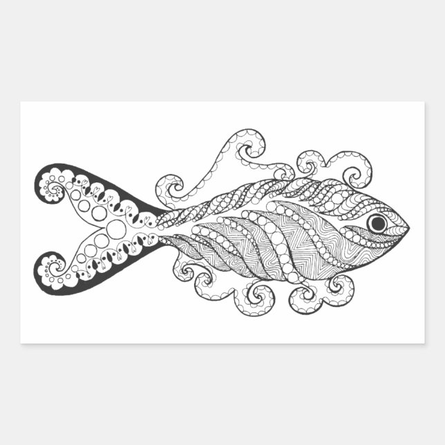 Stylized Fish Rectangular Sticker (Front)