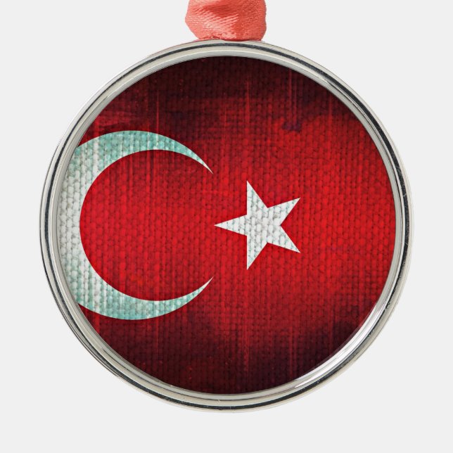 Stylized Flag of Turkey Metal Ornament (Front)