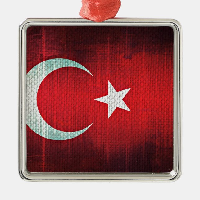 Stylized Flag of Turkey Metal Ornament (Front)