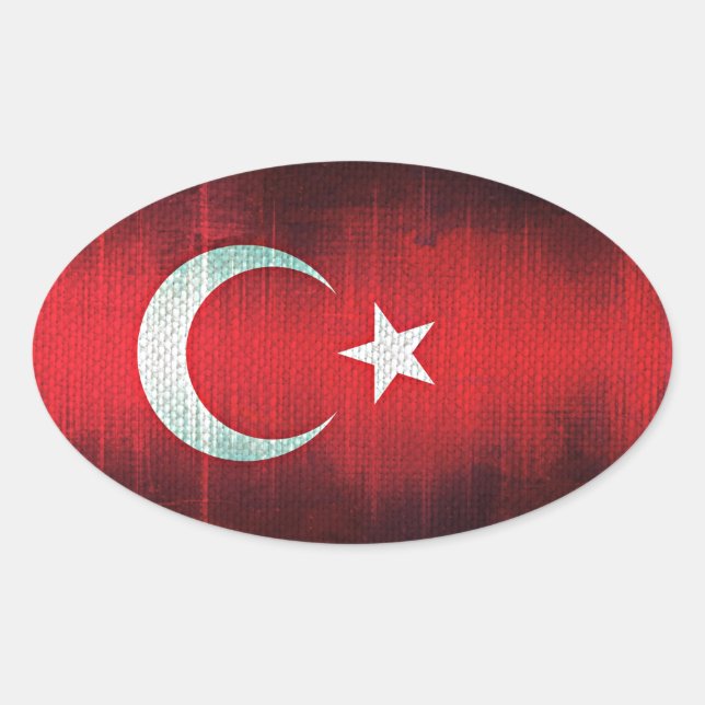 Stylized Flag of Turkey Oval Sticker (Front)