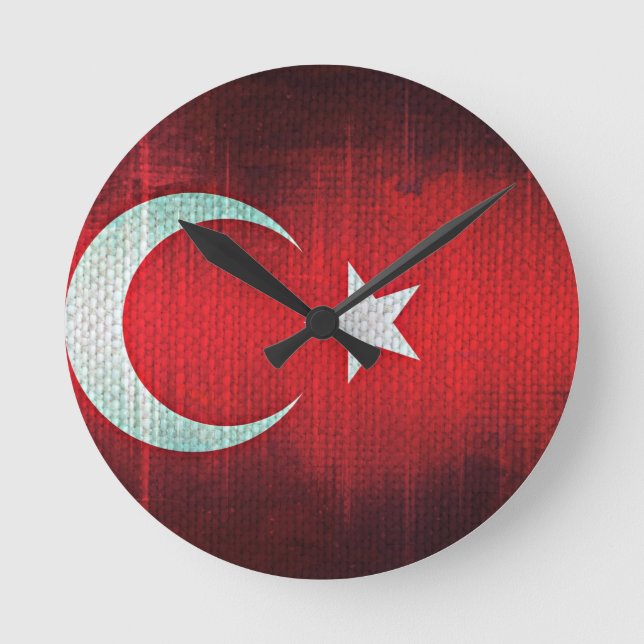 Stylized Flag of Turkey Round Clock (Front)