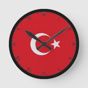 Stylized Flag of Turkey Round Clock