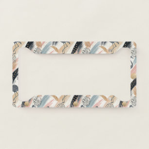 Stylized Flamingo & Brushstroke Pattern License Plate Frame