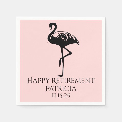 Stylized Flamingo Modern Minimal Retirement Party Napkins