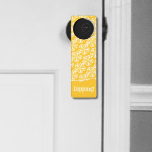 Stylized Floral Flower White & Yellow Dipping Door Hanger