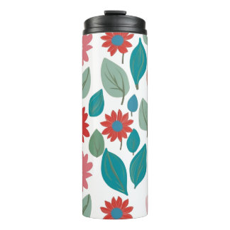 Stylized Floral Garden Pattern Thermal Tumbler