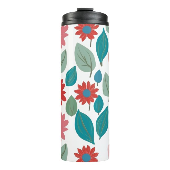Stylized Floral Garden Pattern Thermal Tumbler (Front)