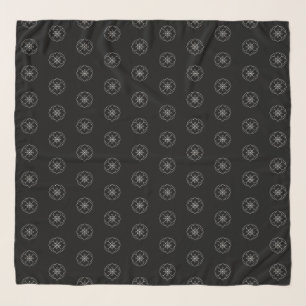 Stylized floral geometric rosette pattern black scarf