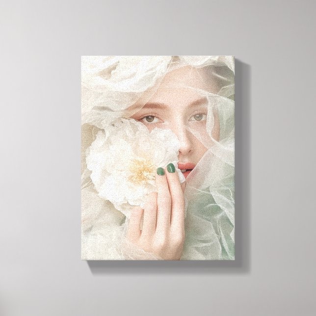 Stylized Floral Prayer Portrait Canvas Print (Front)