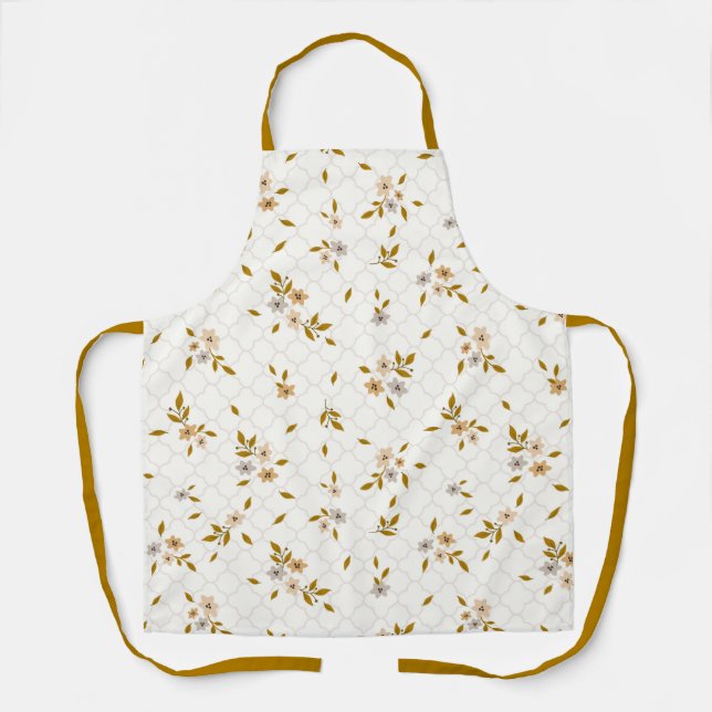 Stylized Floral Print Apron (Front)