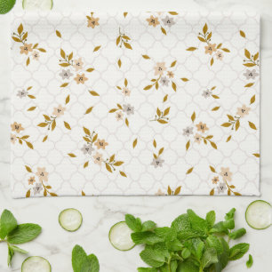Stylized Floral Print Kitchen Towel