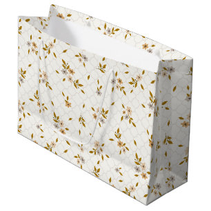 Stylized Floral Print Large Gift Bag