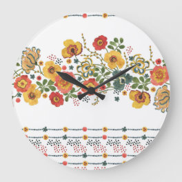 Stylized Floral: Watercolor Seamless Design. Large Clock