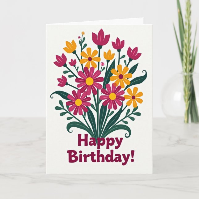 Stylized Flower Birthday Card (Front)