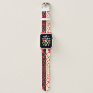 Stylized Flower: Black Red Ivory Apple Watch Band