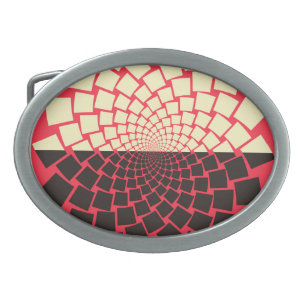 Stylized Flower: Black Red Ivory Belt Buckle