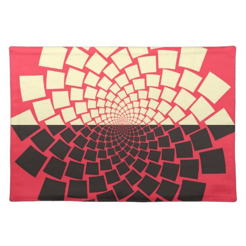 Stylized Flower Black Red Ivory Cloth Placemat