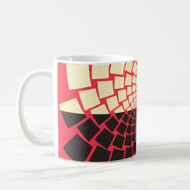 Stylized Flower: Black Red Ivory Coffee Mug (Left)