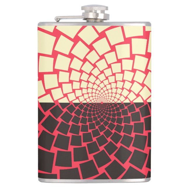 Stylized Flower: Black Red Ivory Flask (Front)