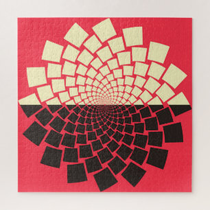 Stylized Flower: Black Red Ivory Jigsaw Puzzle