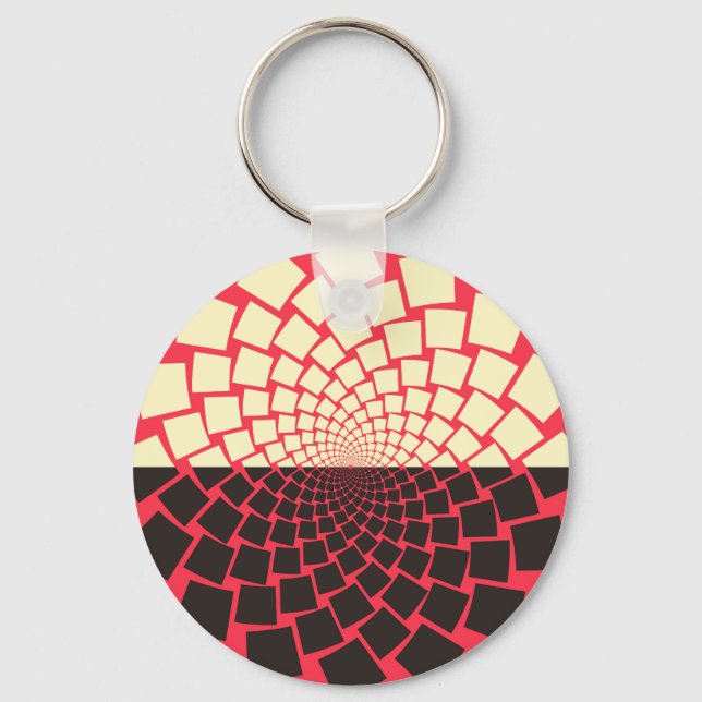 Stylized Flower: Black Red Ivory Keychain (Front)