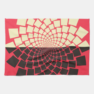 Stylized Flower: Black Red Ivory Kitchen Towel