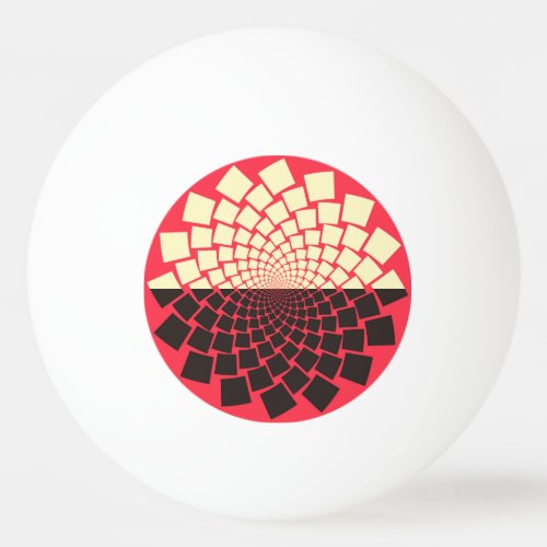 Stylized Flower Black Red Ivory Ping Pong Ball