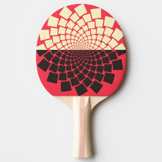 Stylized Flower: Black Red Ivory Ping Pong Paddle (Front)